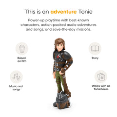 Tonies Hiccup figure on Toniebox setup for easy audio pairing.