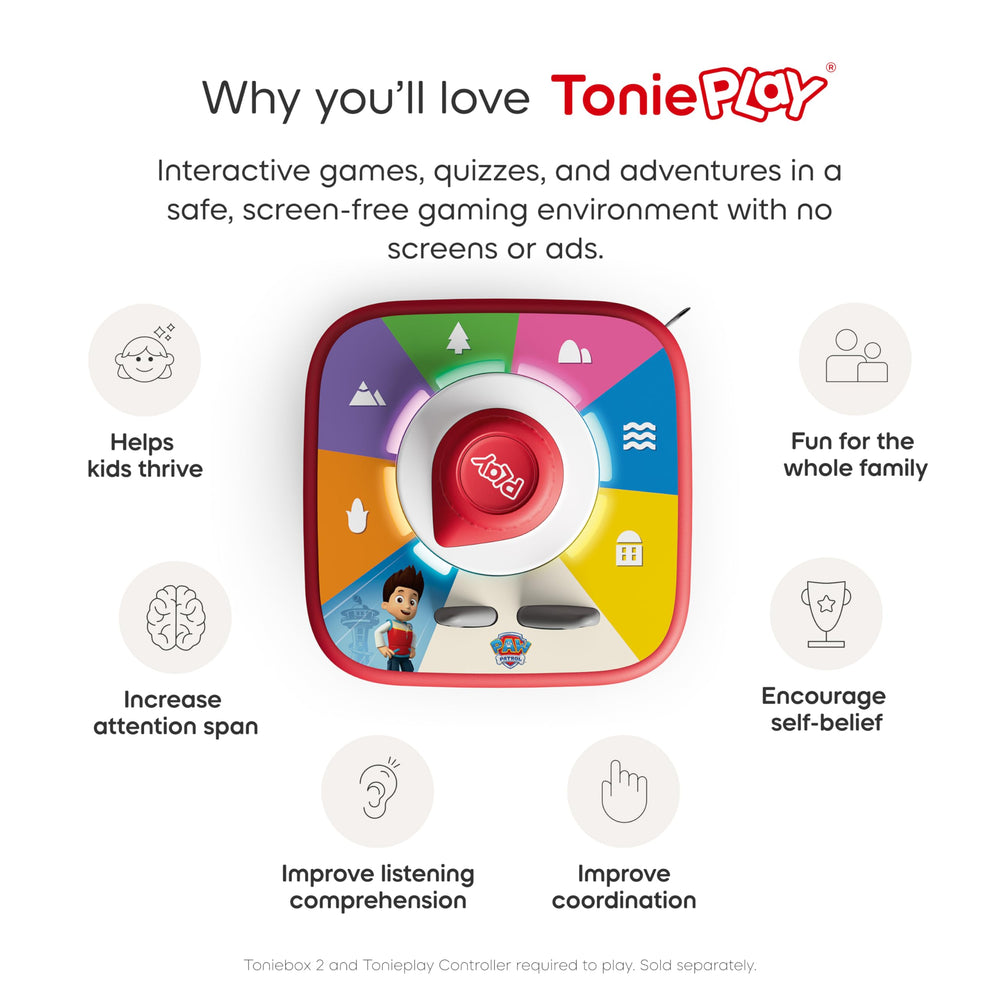 Tonies Paw Patrol Tonieplay game disc contains 500 questions for engaged rounds.