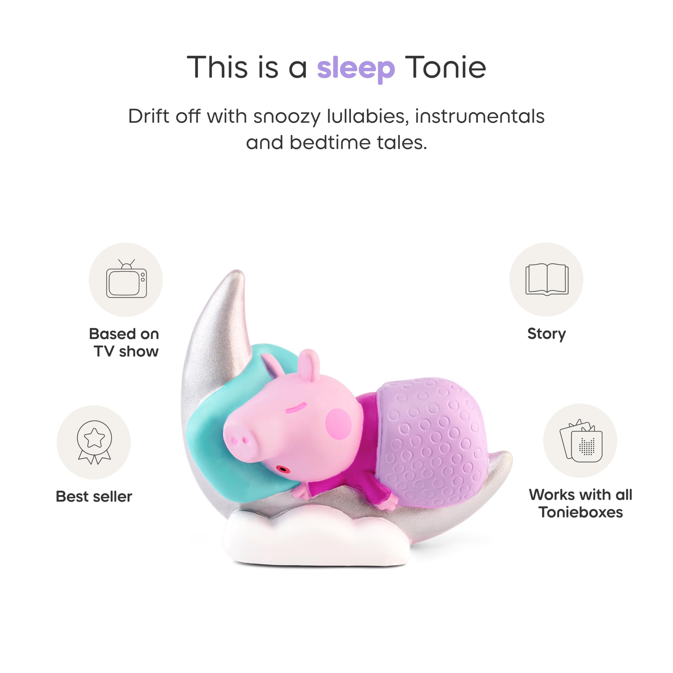 Child listening scene with Tonies Peppa invites calm, screen-free storytelling before bed.