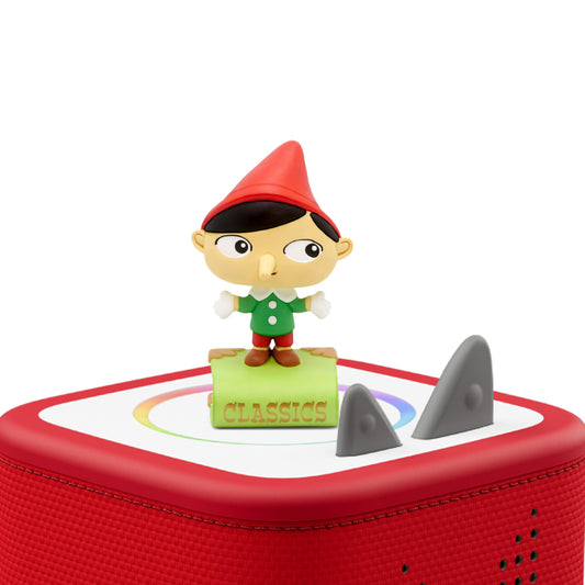 Tonies Pinocchio toy figurine closeup enhances early listening skills.