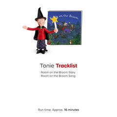 Tonies Room on the Broom packaging display shows age-appropriate, screen-free entertainment.