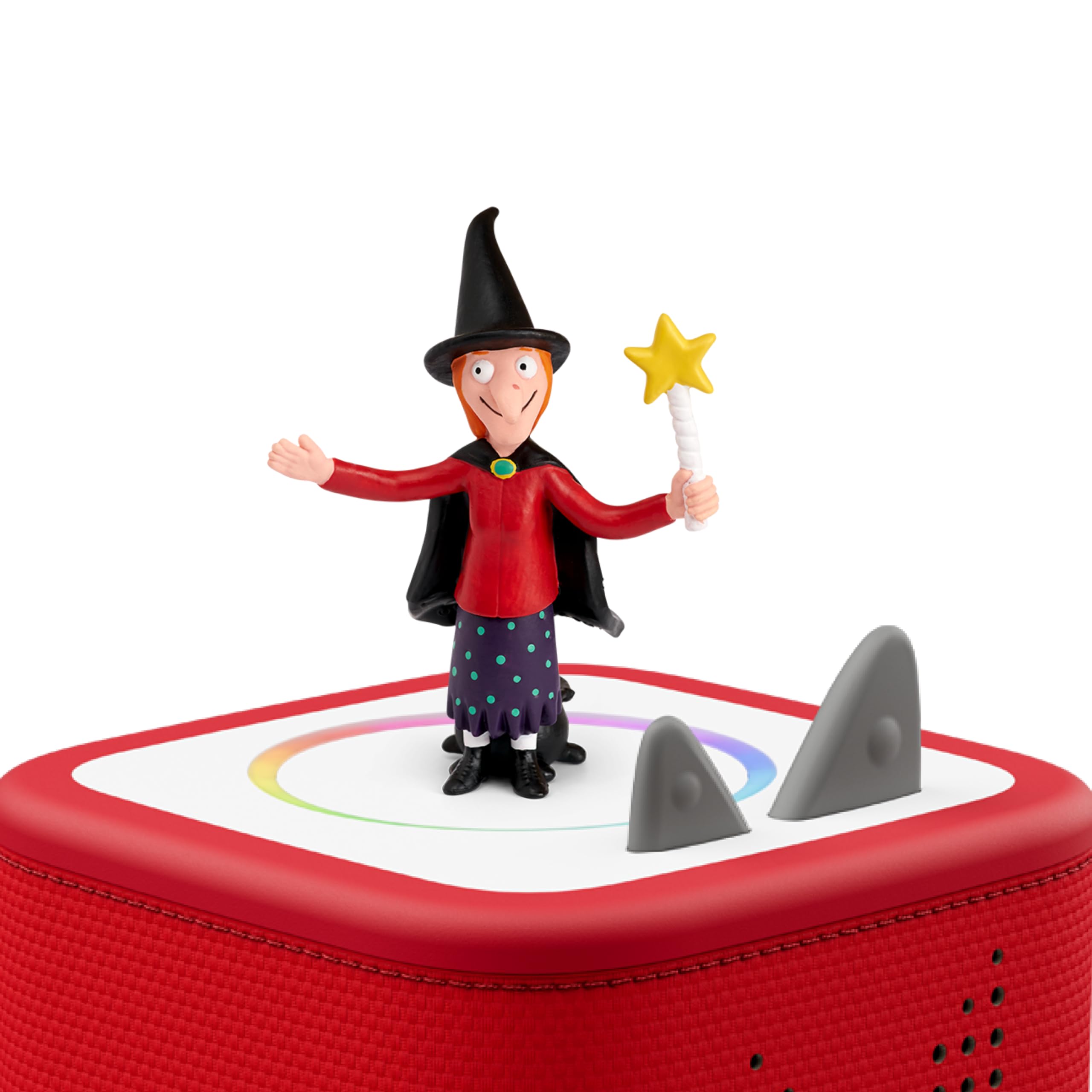 Tonies Room on the Broom witch in flight image enhances visual storytelling and pretend play.
