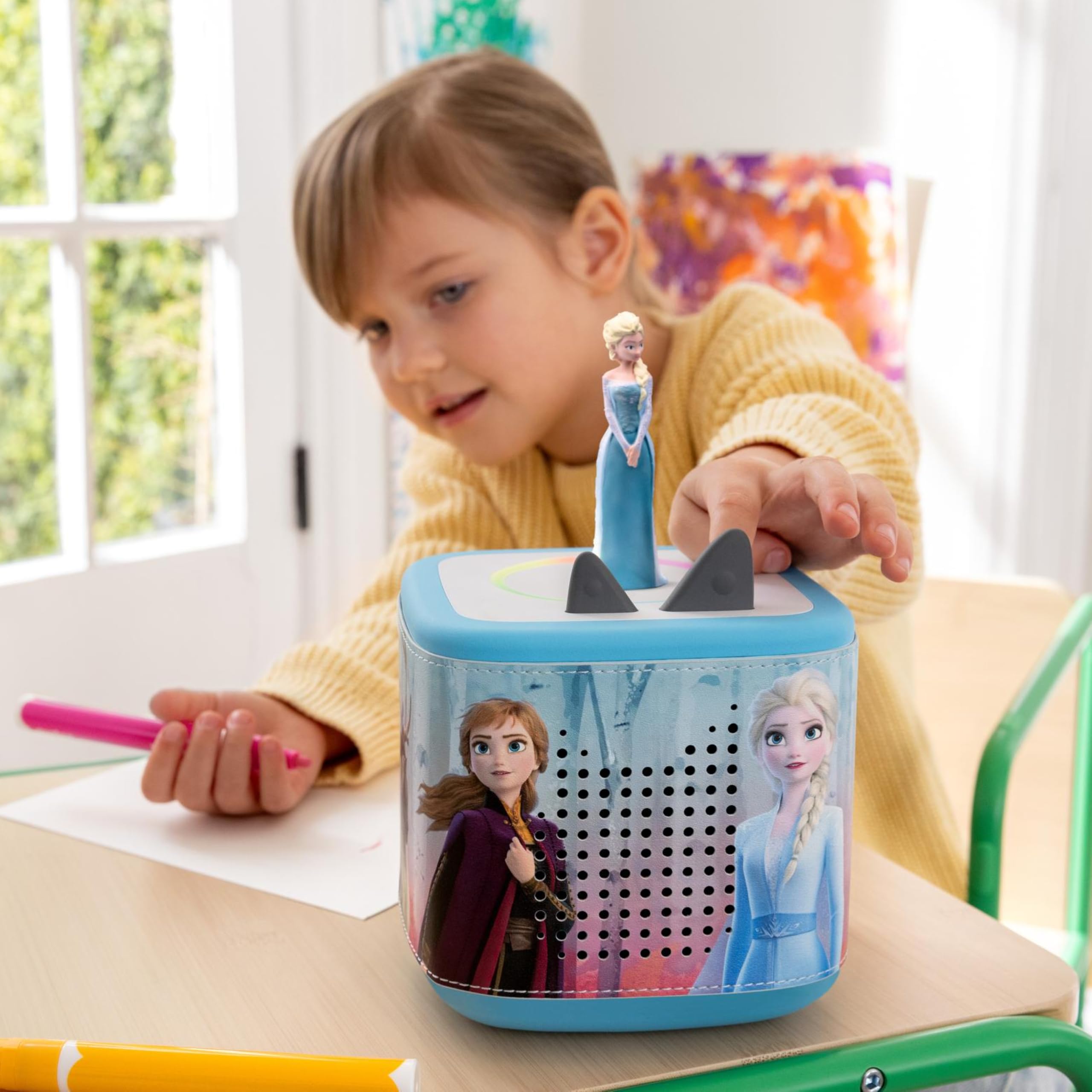 Silicone accents help keep the Tonies sleeve secure during active play