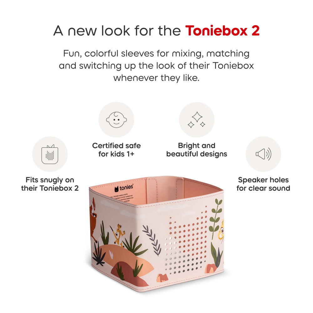 Tonies sleeve aligns speaker holes for clear sound on Toniebox 2