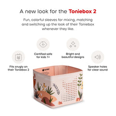 Tonies sleeve aligns speaker holes for clear sound on Toniebox 2