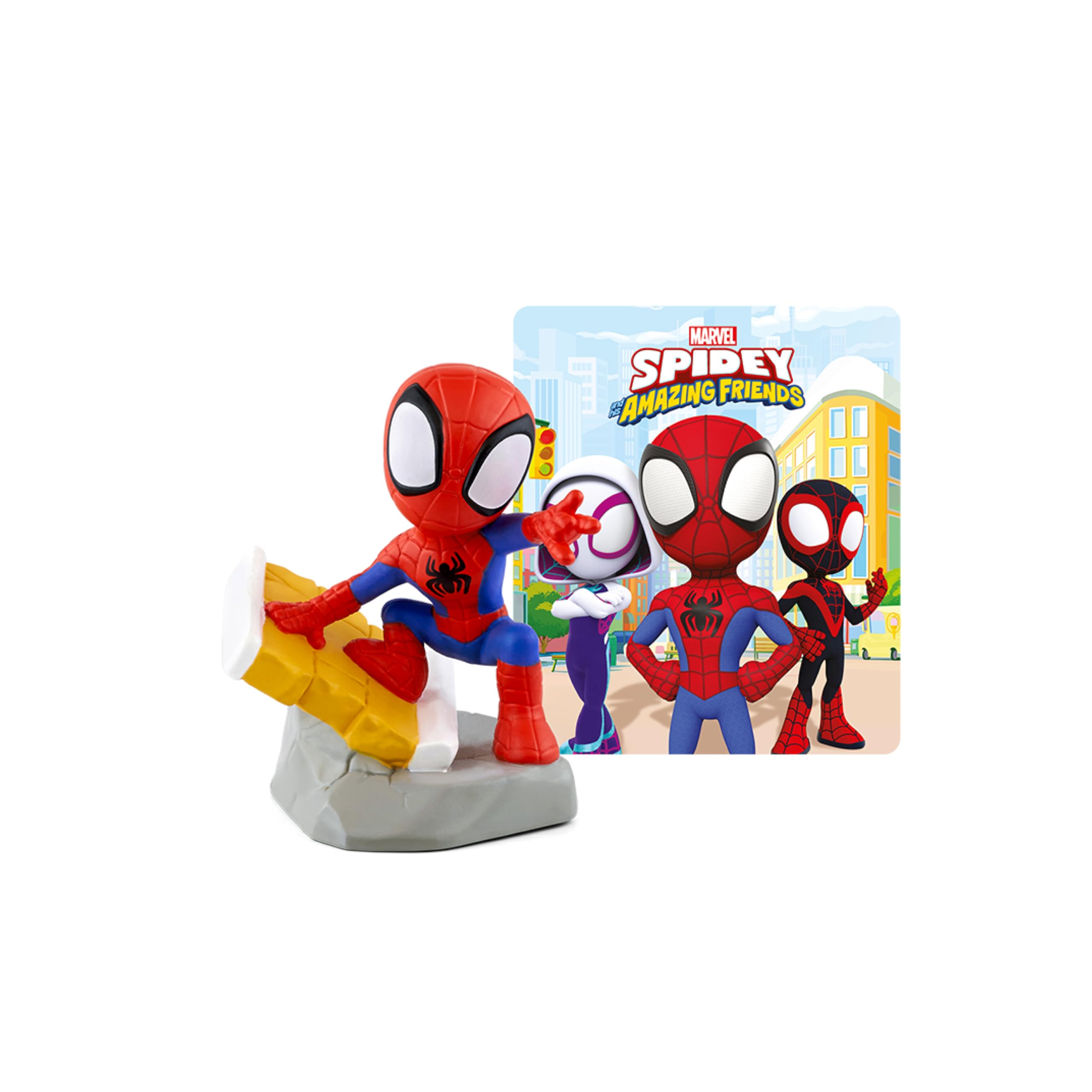 Tonies Spidey audio toy figurine in packaging for screen-free play and gifting.