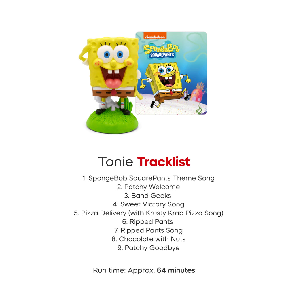 Tonies SpongeBob Squarepants track card points to eight stories and four songs