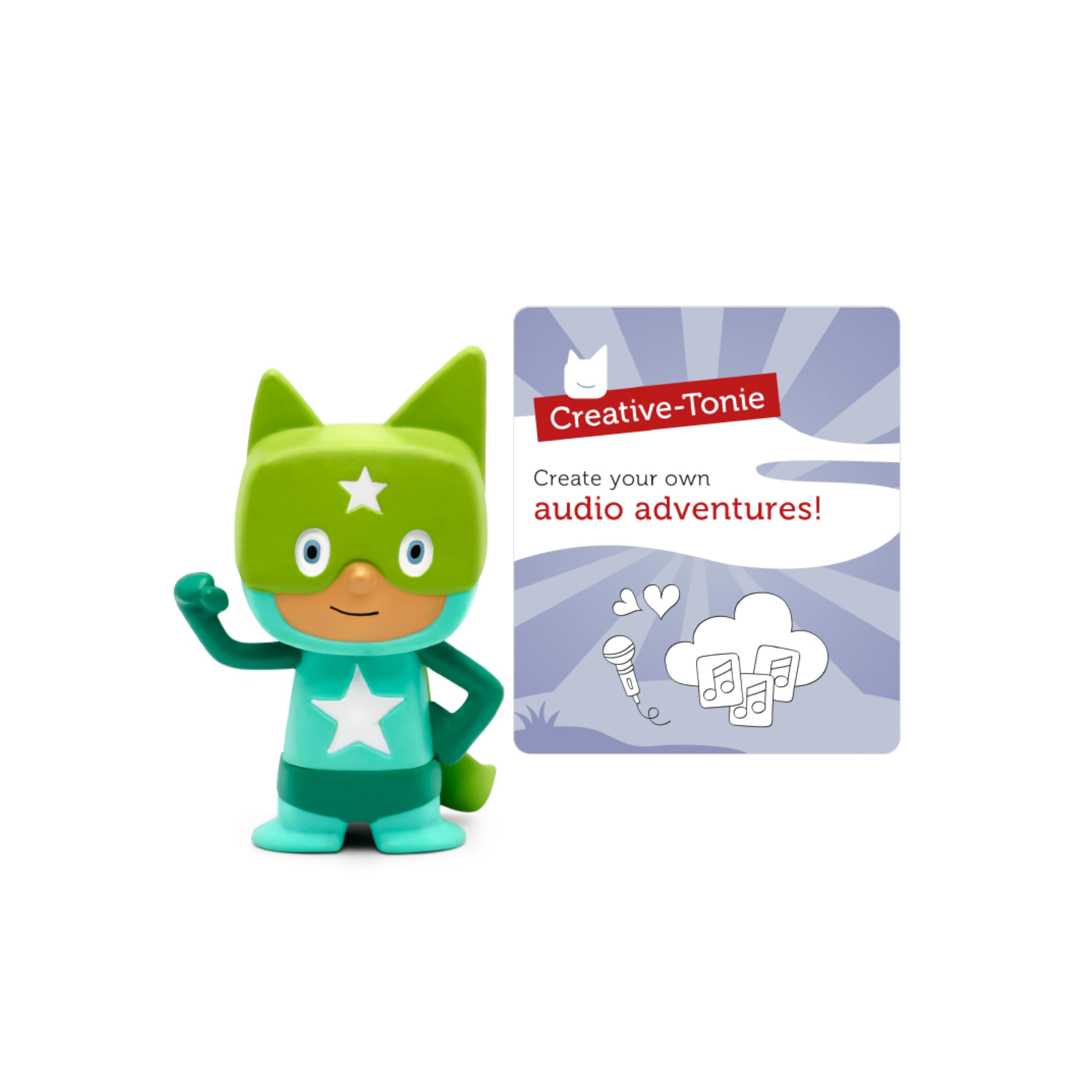 Tonies superhero creative Tonie figurine in turquoise for imaginative storytelling.