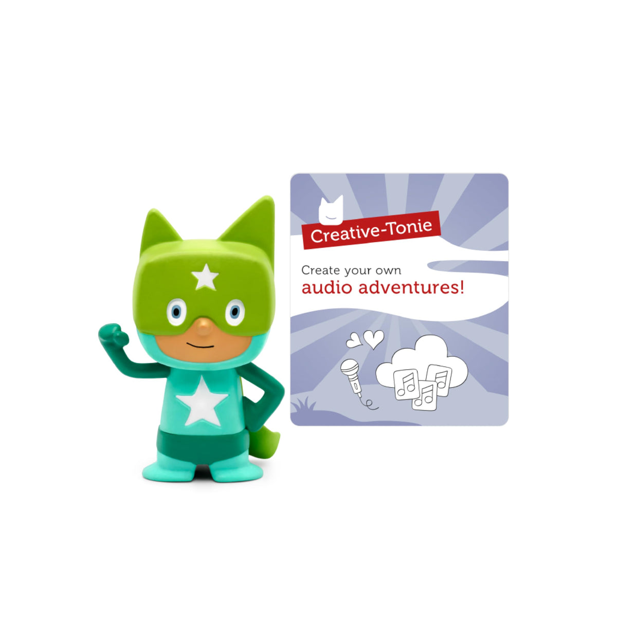 Tonies superhero creative Tonie figurine in turquoise for imaginative storytelling.