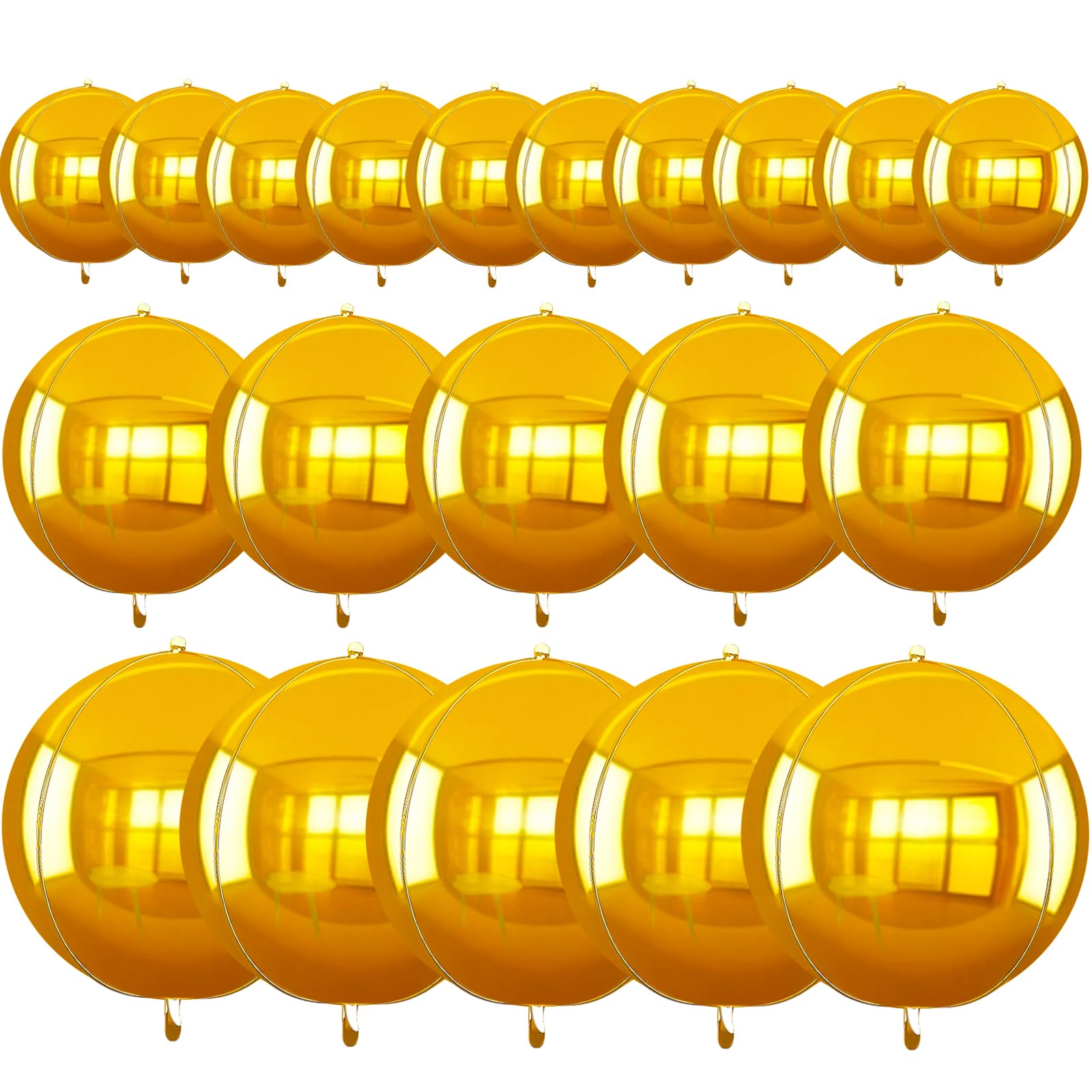 TONIFUL 16pcs gold 4D balloons in packaging for quick party setup.