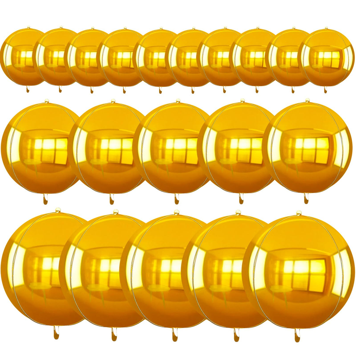 TONIFUL 16pcs gold 4D balloons in packaging for quick party setup.