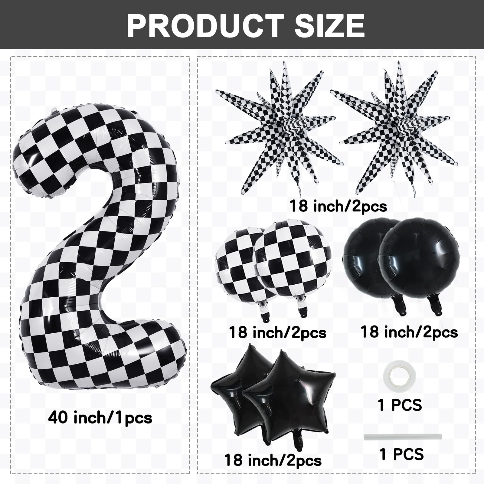 TONIFUL 18-inch checkered round balloons create a vibrant backdrop for celebrations.
