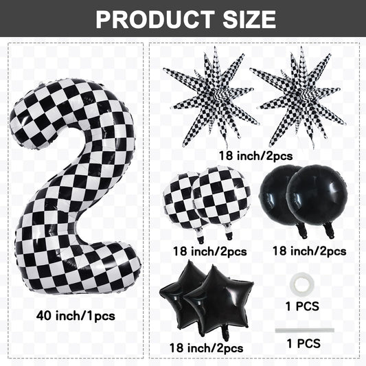 TONIFUL 18-inch checkered round balloons create a vibrant backdrop for celebrations.