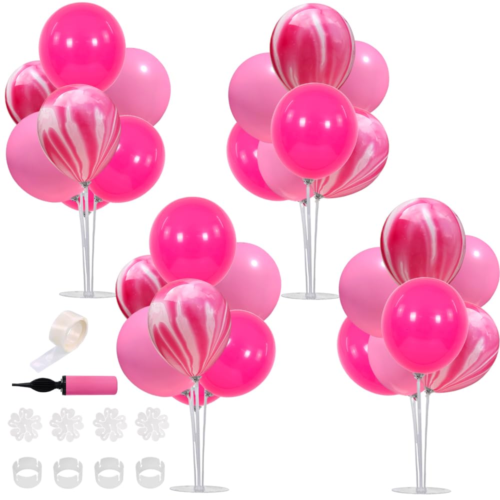 TONIFUL 4-balloon stand kit with pink marble centerpiece design for elegant table decor