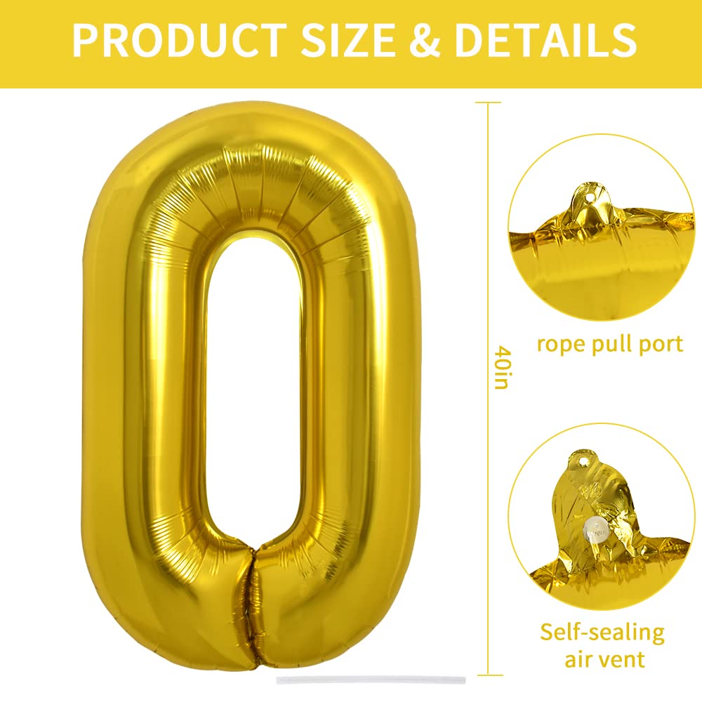 TONIFUL 40-inch gold letter O balloon inflates easily with straw or pump