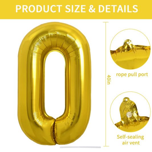 TONIFUL 40-inch gold letter O balloon inflates easily with straw or pump