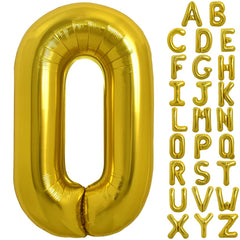 TONIFUL 40-inch gold letter O balloon with packaging view highlighting premium foil finish