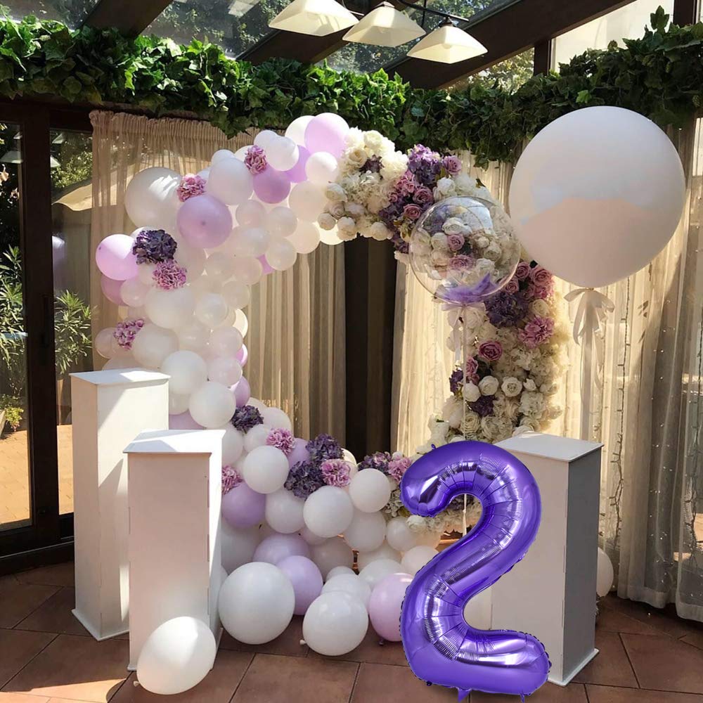 TONIFUL 40-inch purple number balloon 3 bright accent for parties.