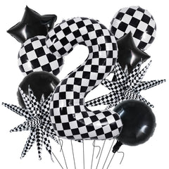TONIFUL 40-inch checkered number 2 balloon enhances race car party photo ops.