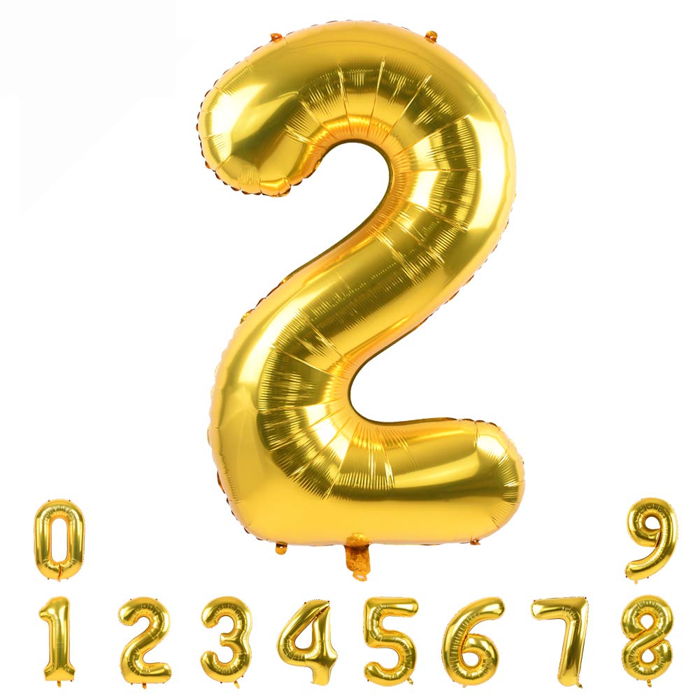 TONIFUL 40 inch gold number balloon 0 for graduation photos and vibrant decor