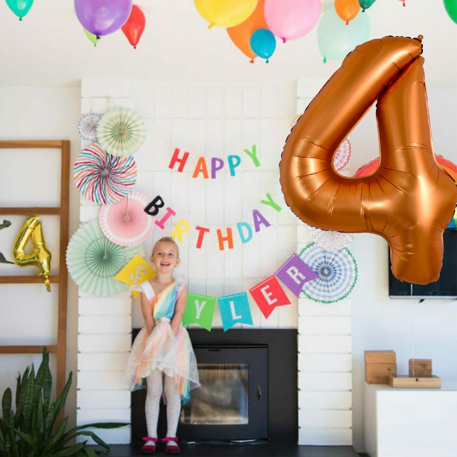 TONIFUL orange 40-inch number balloon 4 for bold centerpiece and festive atmosphere