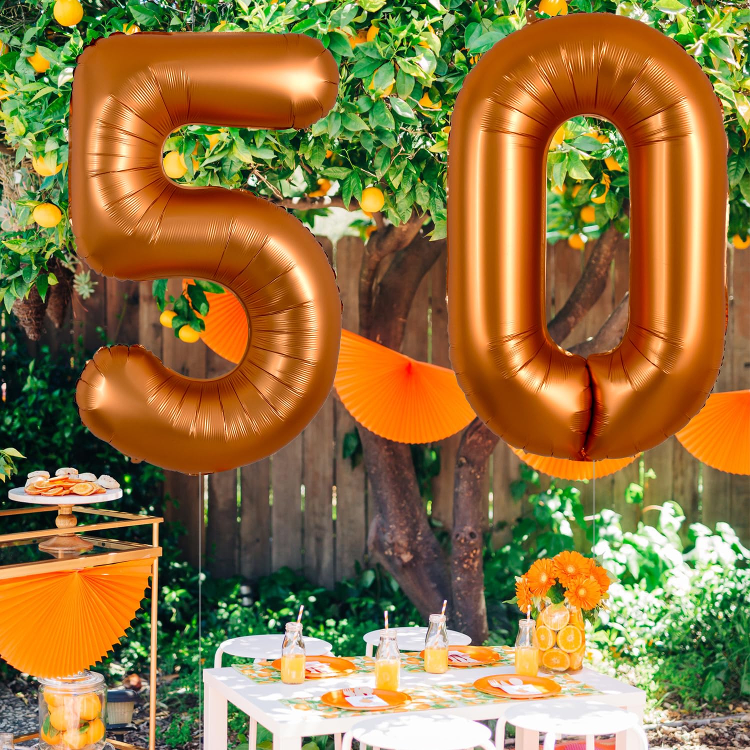 TONIFUL orange number balloon with a shiny, reflective foil surface