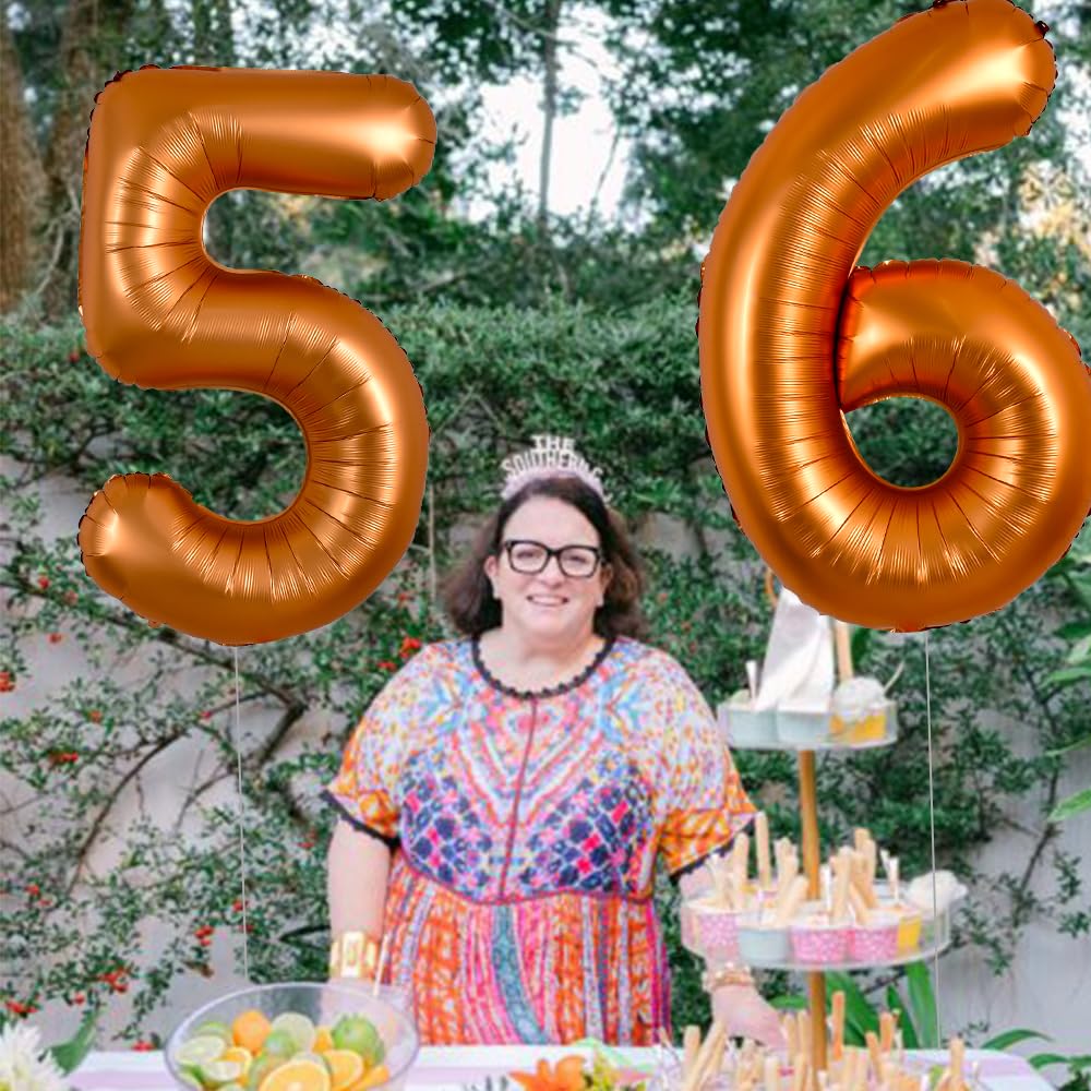 TONIFUL 40-inch orange number balloon used as a wedding backdrop prop