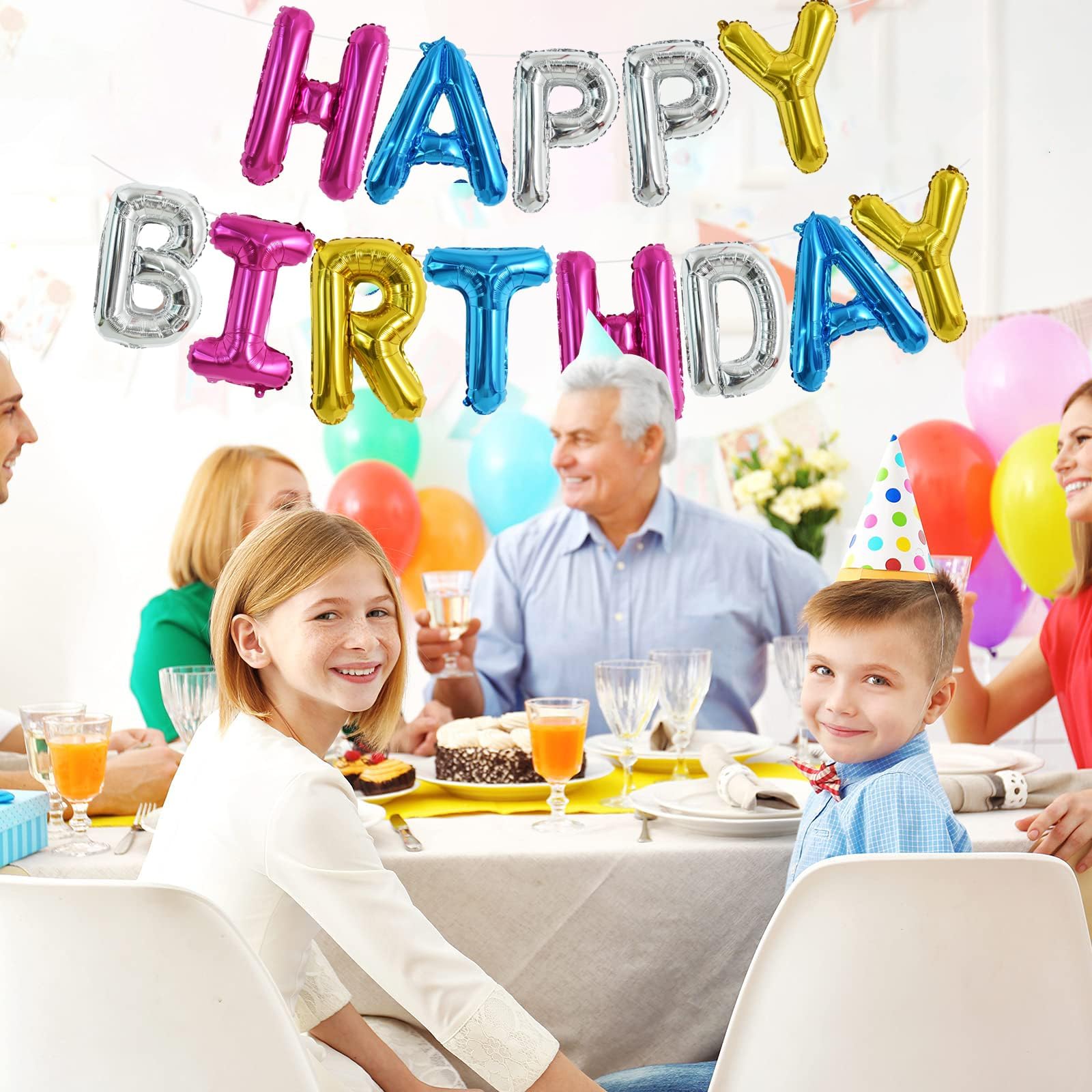 TONIFUL 4-color foil banner letters brighten indoor and outdoor party spaces