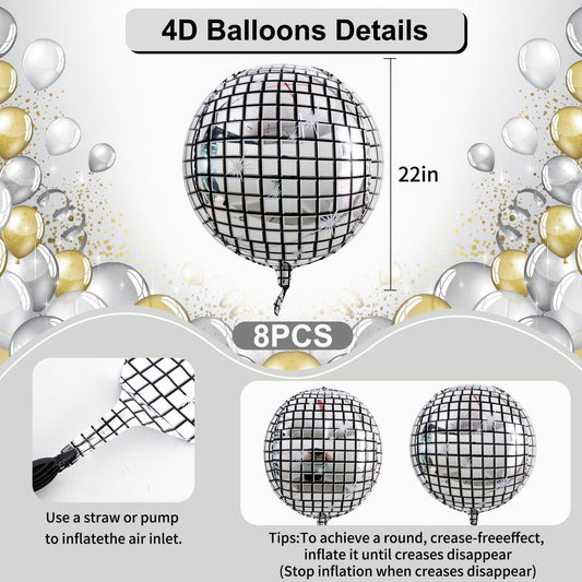 TONIFUL 4D giant round foil balloon 22inch with self-sealing convenience
