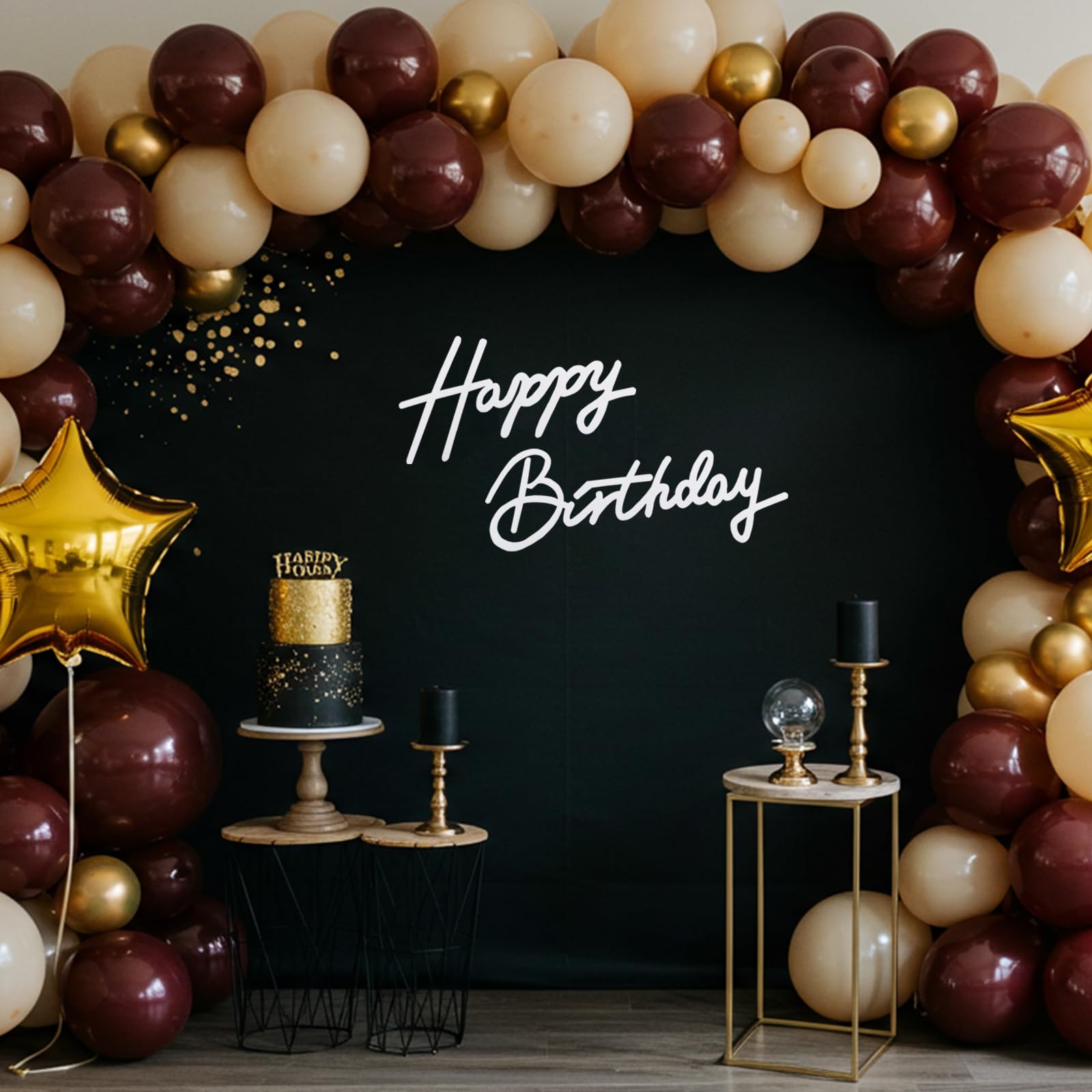 TONIFUL birthday background for photos with white felt banner