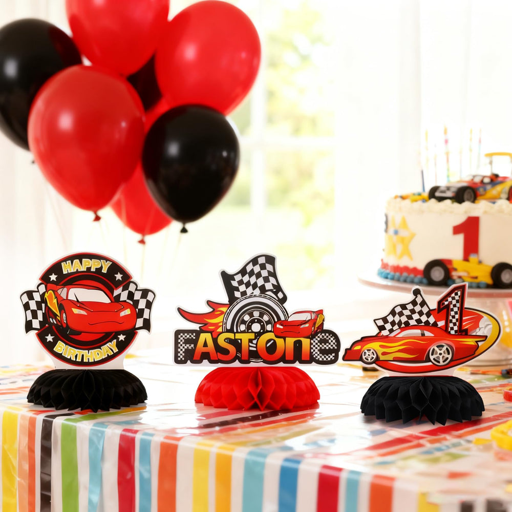 TONIFUL black and red accents suit racing themed parties and cake tables.