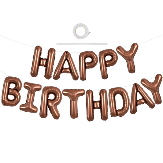 TONIFUL Chocolate Happy Birthday balloons banner, 16-inch foils, ideal for birthday party displays.