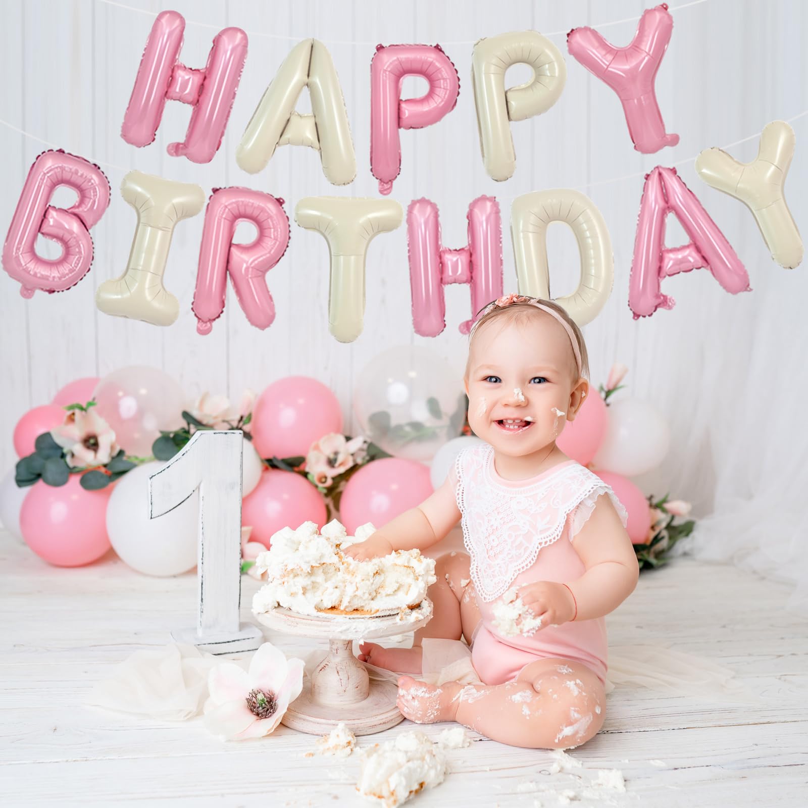 TONIFUL Cream white and pink foil balloons add a soft, elegant glow to celebrations
