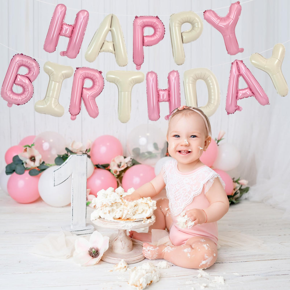 TONIFUL Cream white and pink foil balloons add a soft, elegant glow to celebrations