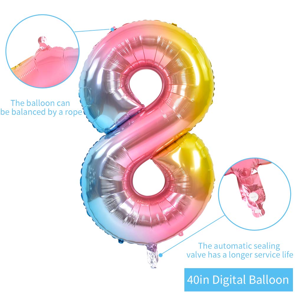 TONIFUL digital 8 balloon highlights bold numerals ideal for milestone celebrations.