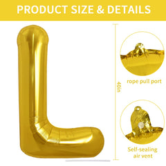TONIFUL gold foil letter L 40 inch balloon enhances photos and decor.