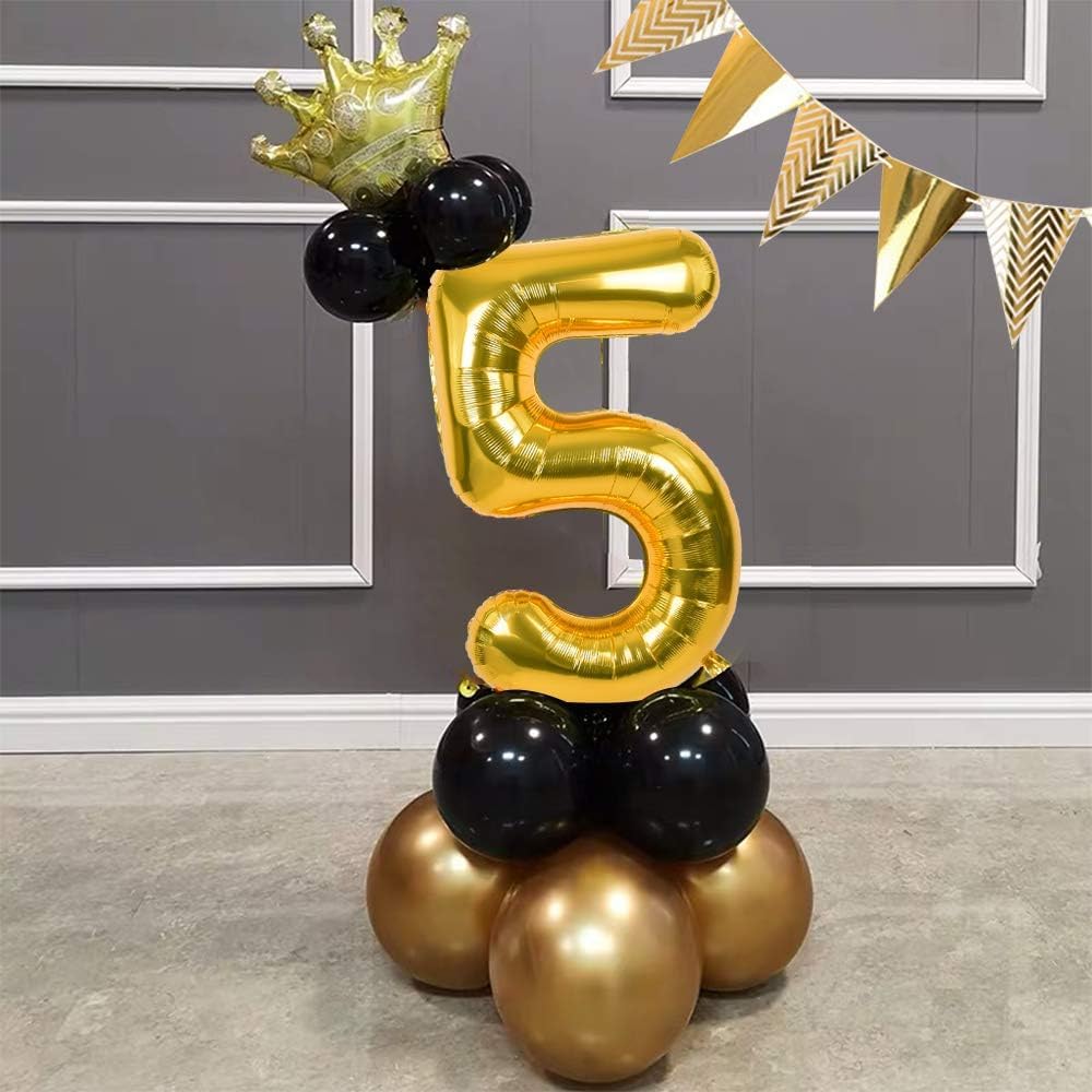 TONIFUL 40-inch gold number balloon being inflated for quick setup
