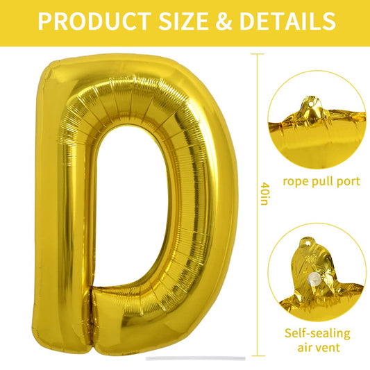 TONIFUL Gold Letter D foil balloon adds a shimmering focal element to celebrations.