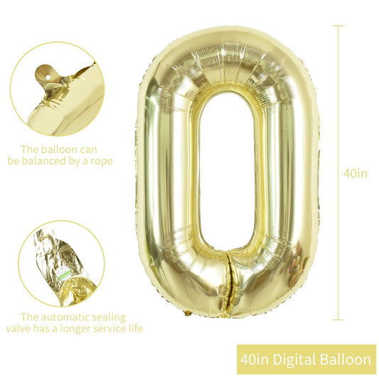TONIFUL foil Mylar 0 numeral balloon for elegant wedding decor