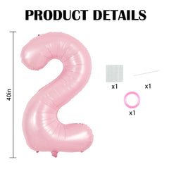 TONIFUL 40-inch pink number 2 balloon as a bold centerpiece for events