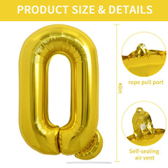 TONIFUL giant gold foil Q balloon enhances wedding or graduation decor.