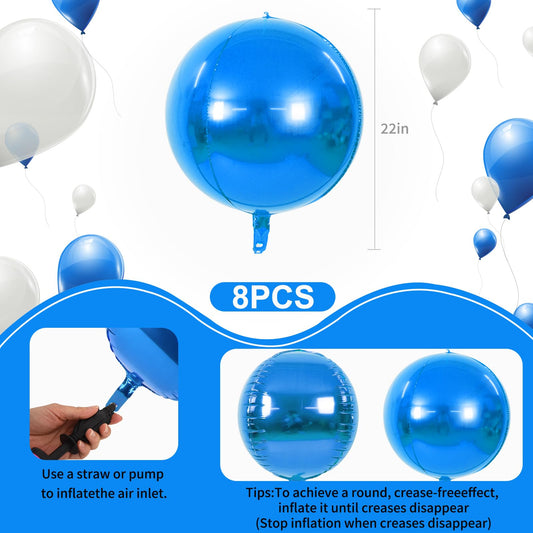 TONIFUL giant round blue foil balloon 22-inch for eye-catching centerpieces and photo ops