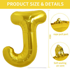 TONIFUL gold foil letter balloon J provides a striking centerpiece for celebrations.