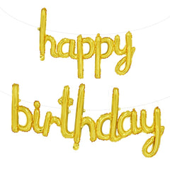 TONIFUL Gold Happy Birthday foil letters banner shines, ideal for stylish party decor.