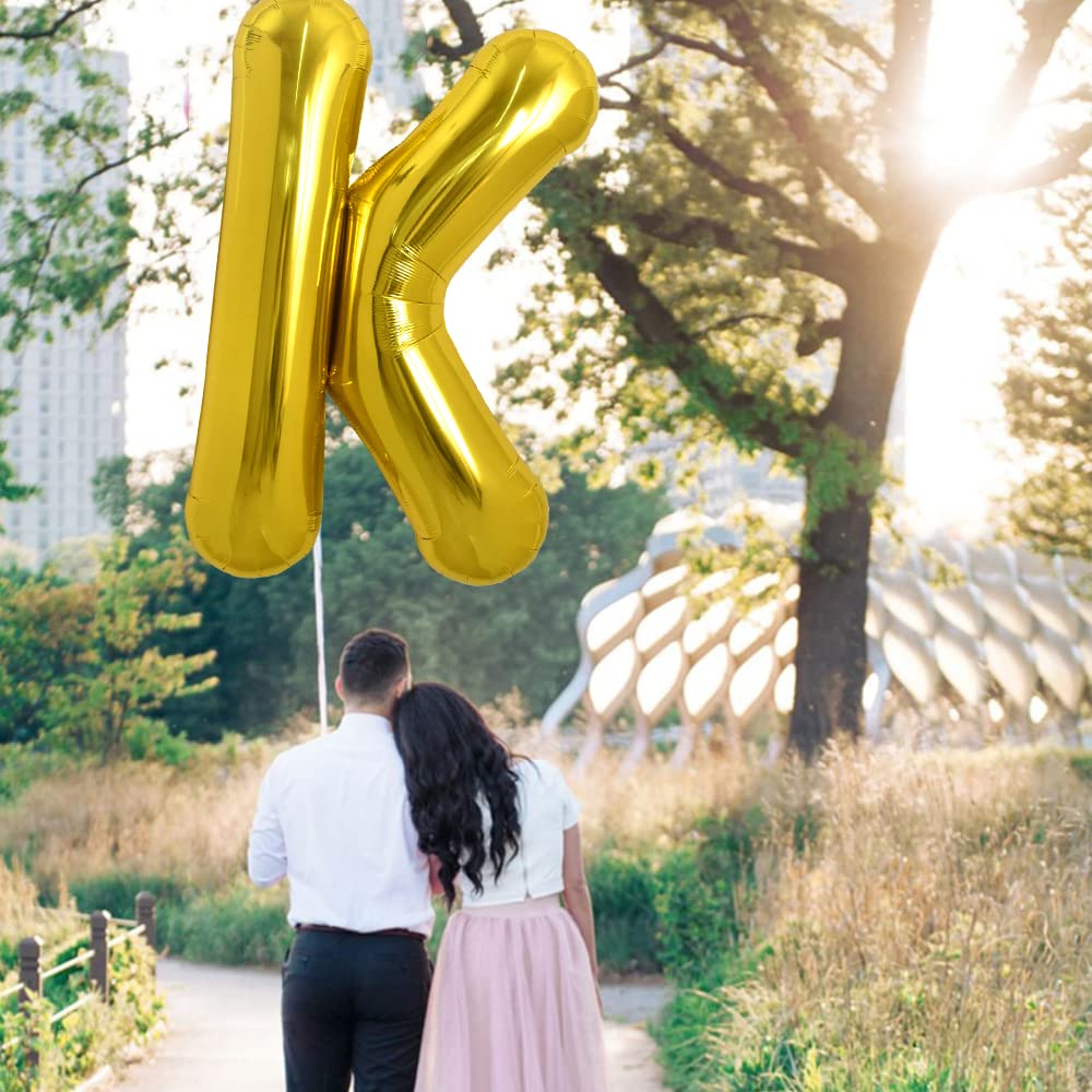 TONIFUL gold letter K balloon closeup foil texture
