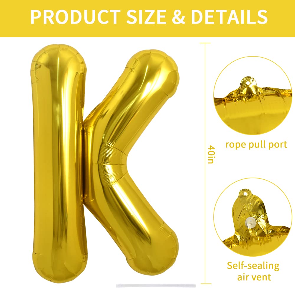 TONIFUL gold letter K balloon inflated display for photo moments