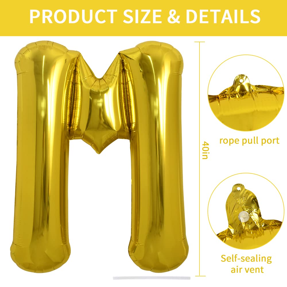 TONIFUL gold foil M balloon close-up shows shimmering finish.