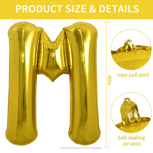 TONIFUL gold foil M balloon close-up shows shimmering finish.