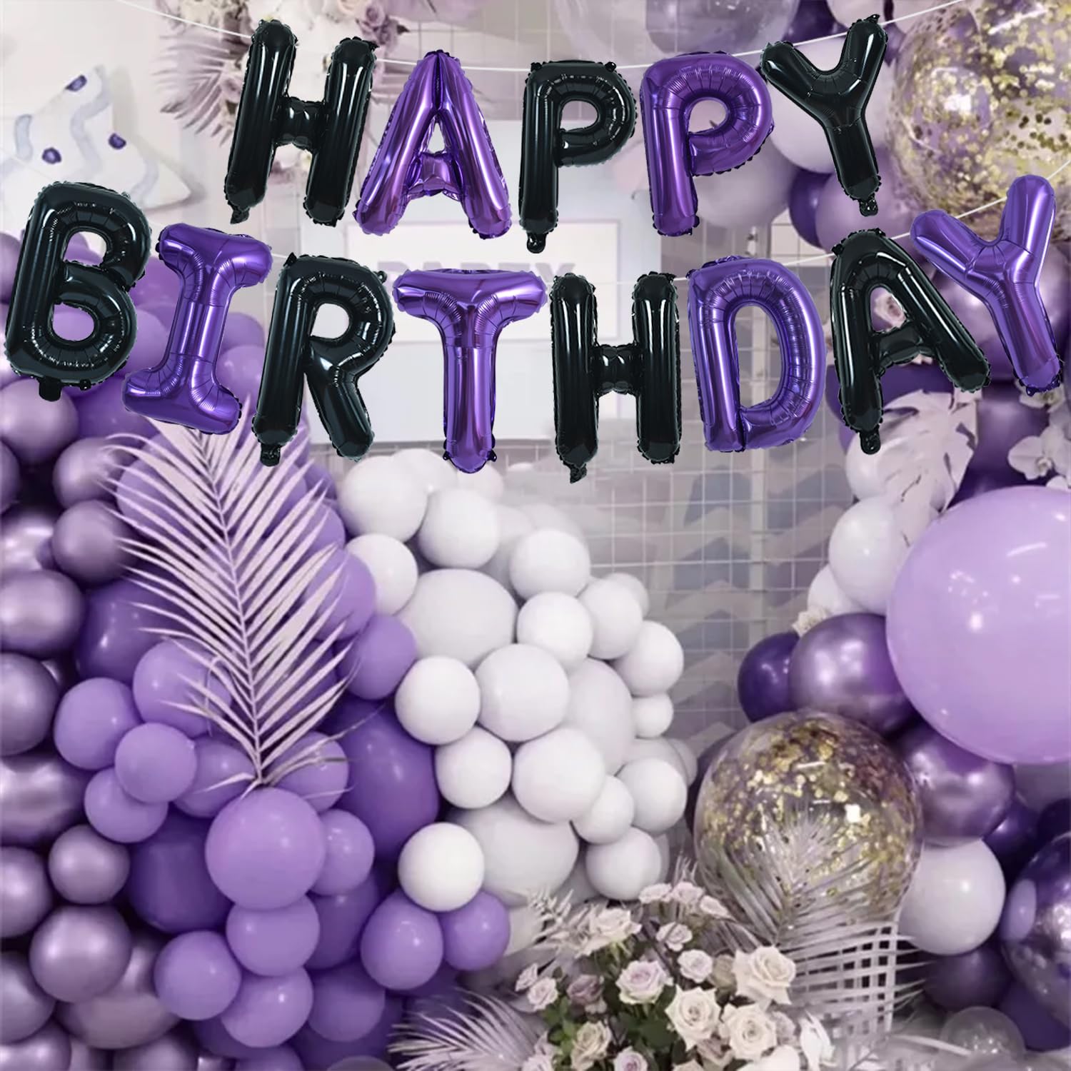 TONIFUL Halloween and birthday decor in black and purple theme