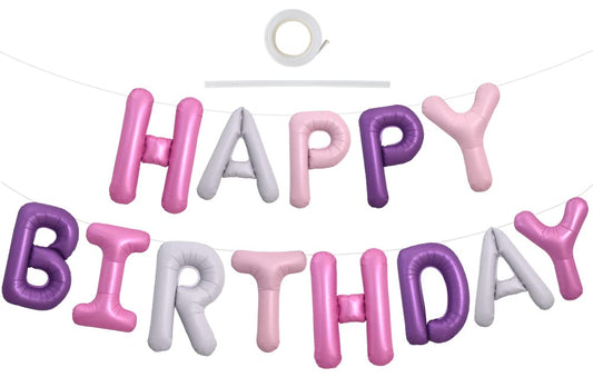 TONIFUL Happy Birthday letters banner with 16-inch foil balloons for festive home decor